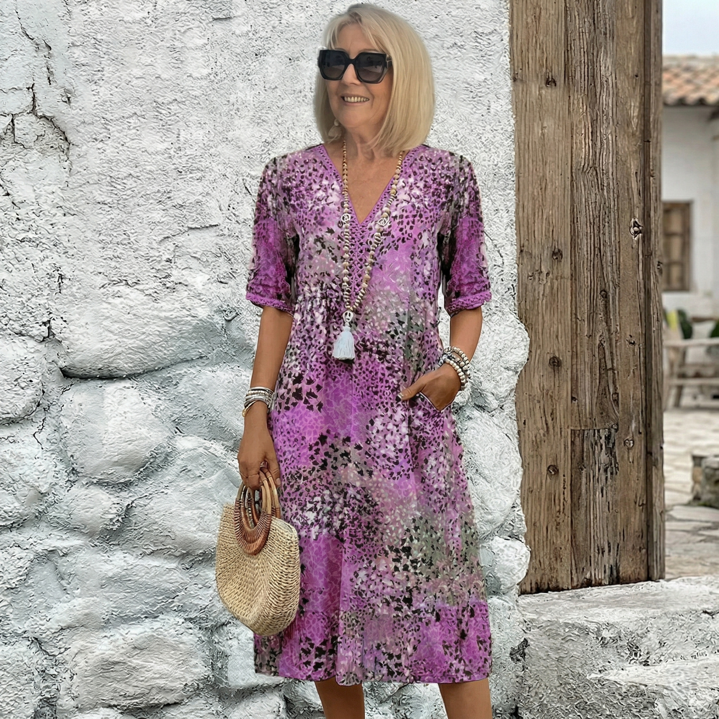 ALVA | Radiant V Neck Dress