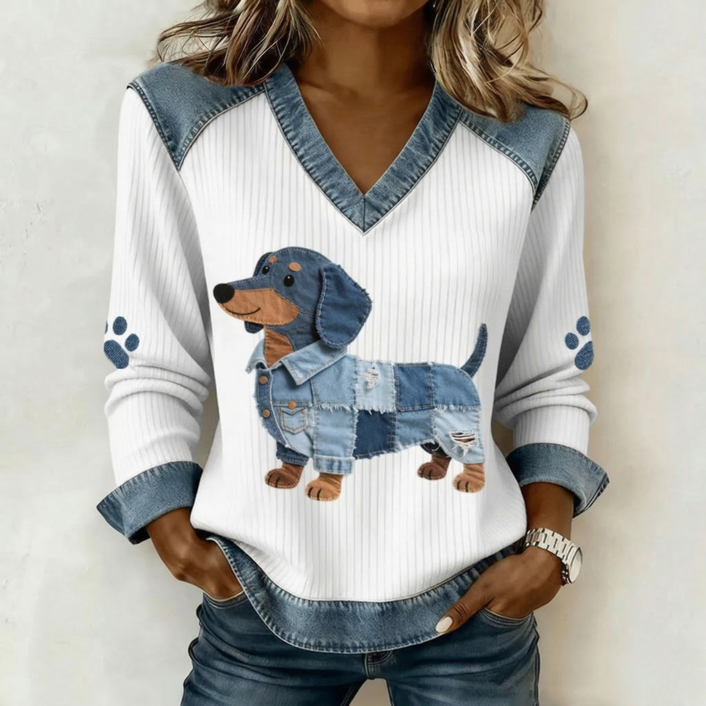 Stella | Artistic Denim Patchwork Top
