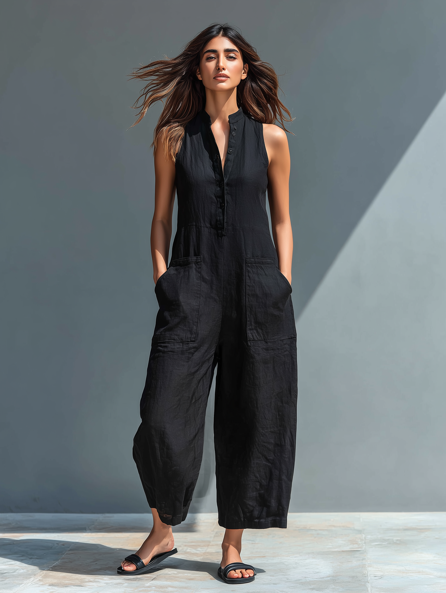 ALVA™ | Sleeveless Buttoned Jumpsuit