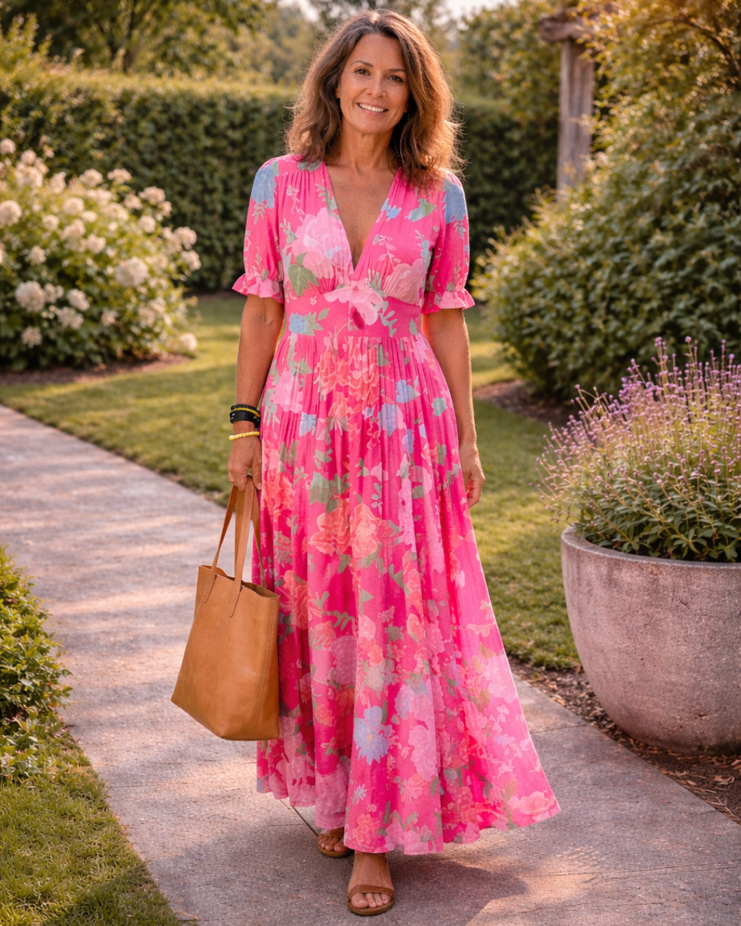 ALVA™ | V-Neck Floral Midi Dress