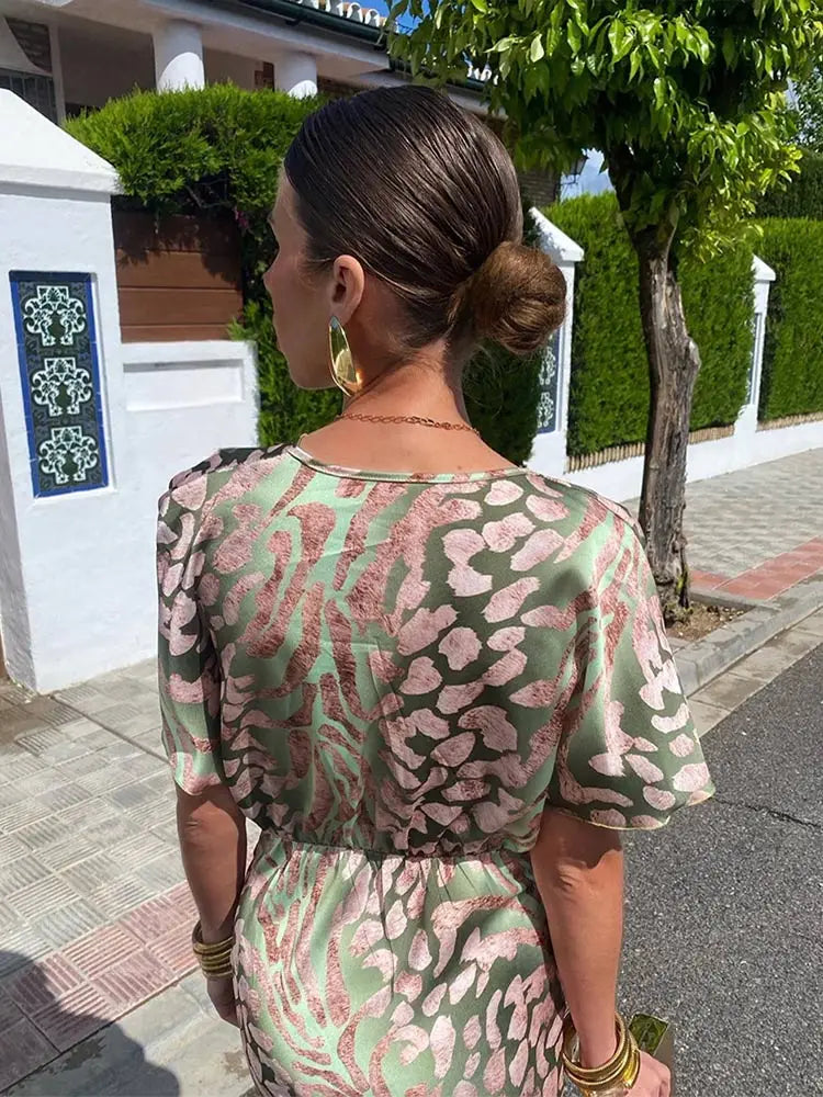ALVA™ | Sage Leopard Dress