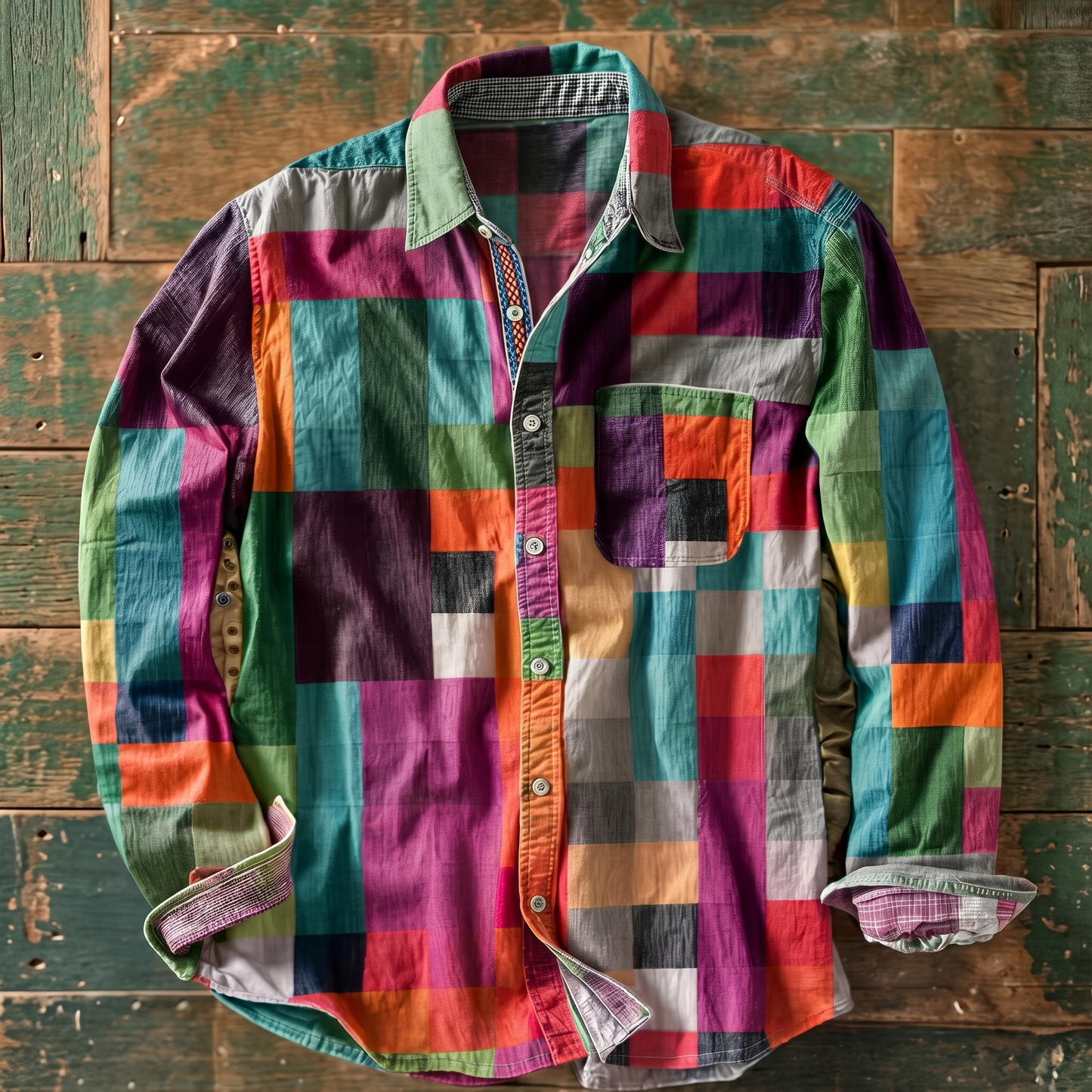 ALVA | Patchwork Grid Shirt