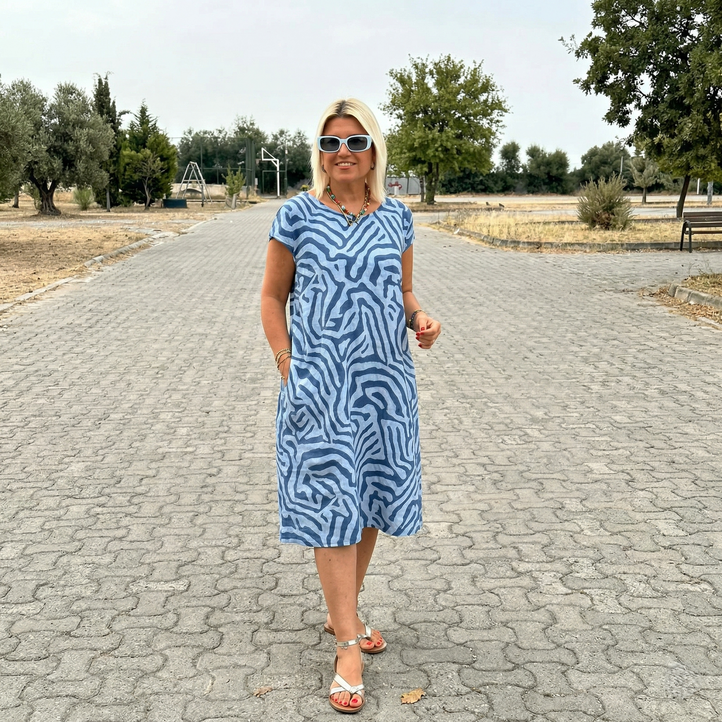 ALVA | Patterned Round Neck Dress