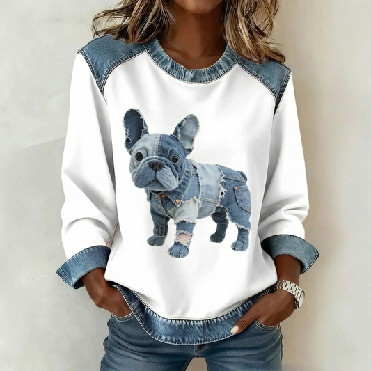 Stella | Denim Frenchie Patchwork Top