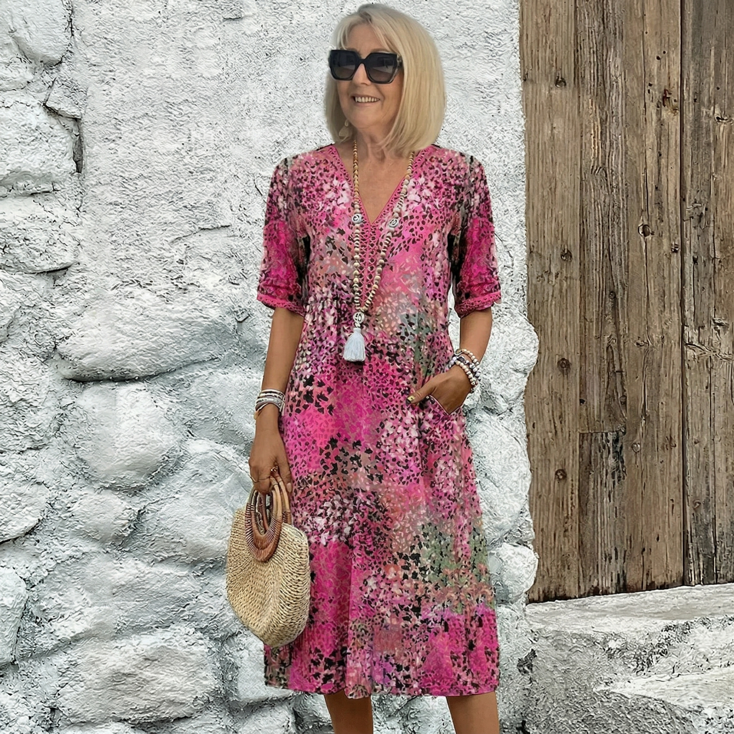 ALVA | Radiant V Neck Dress