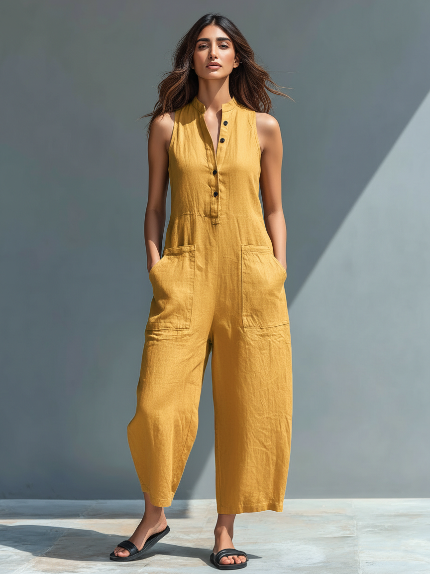 ALVA™ | Sleeveless Buttoned Jumpsuit