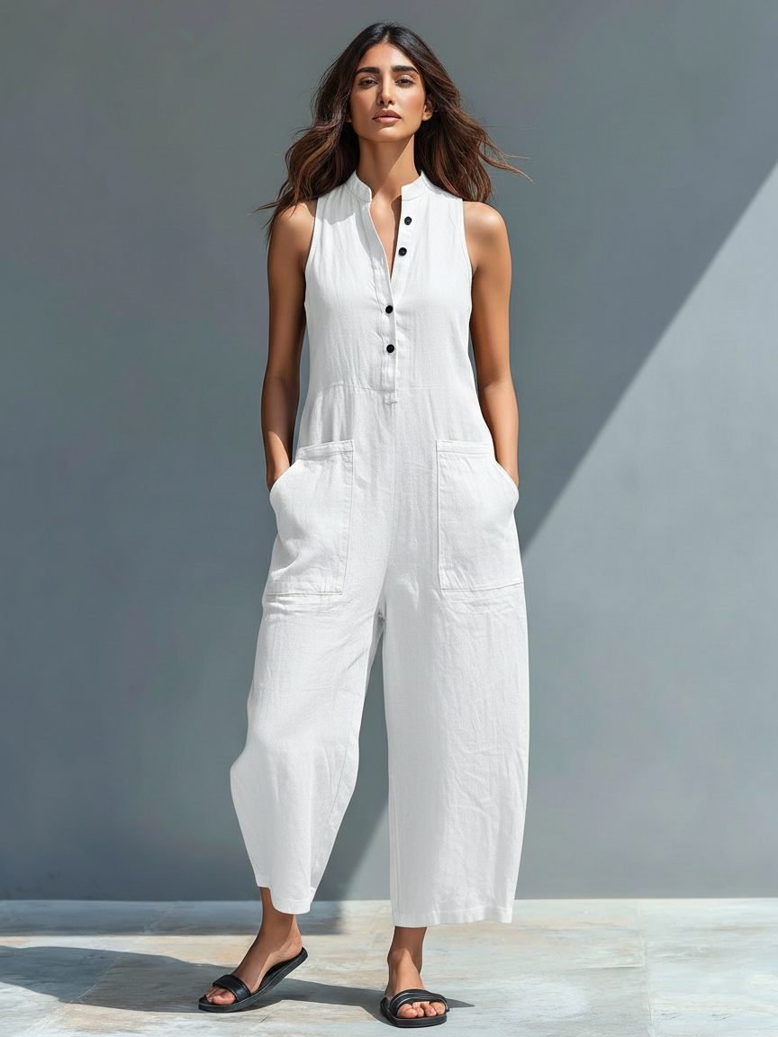 ALVA™ | Sleeveless Buttoned Jumpsuit