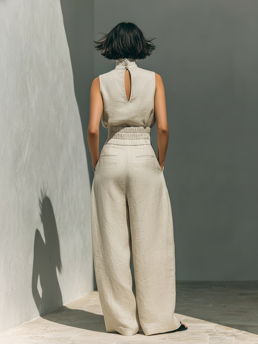 ALVA™ | High-Neck Cotton-Linen Set