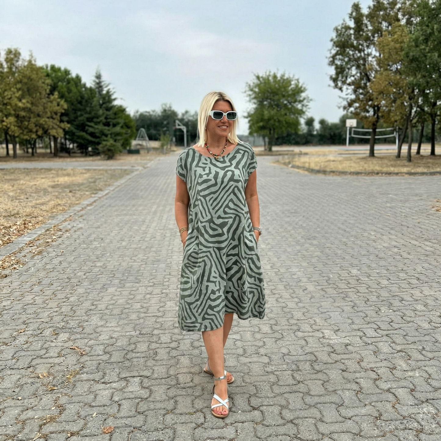 ALVA | Patterned Round Neck Dress