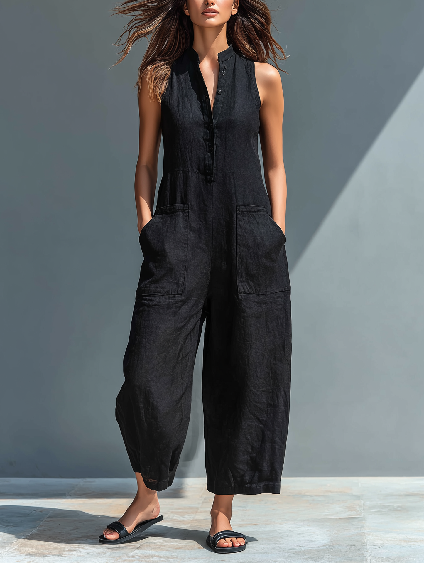 ALVA™ | Sleeveless Buttoned Jumpsuit