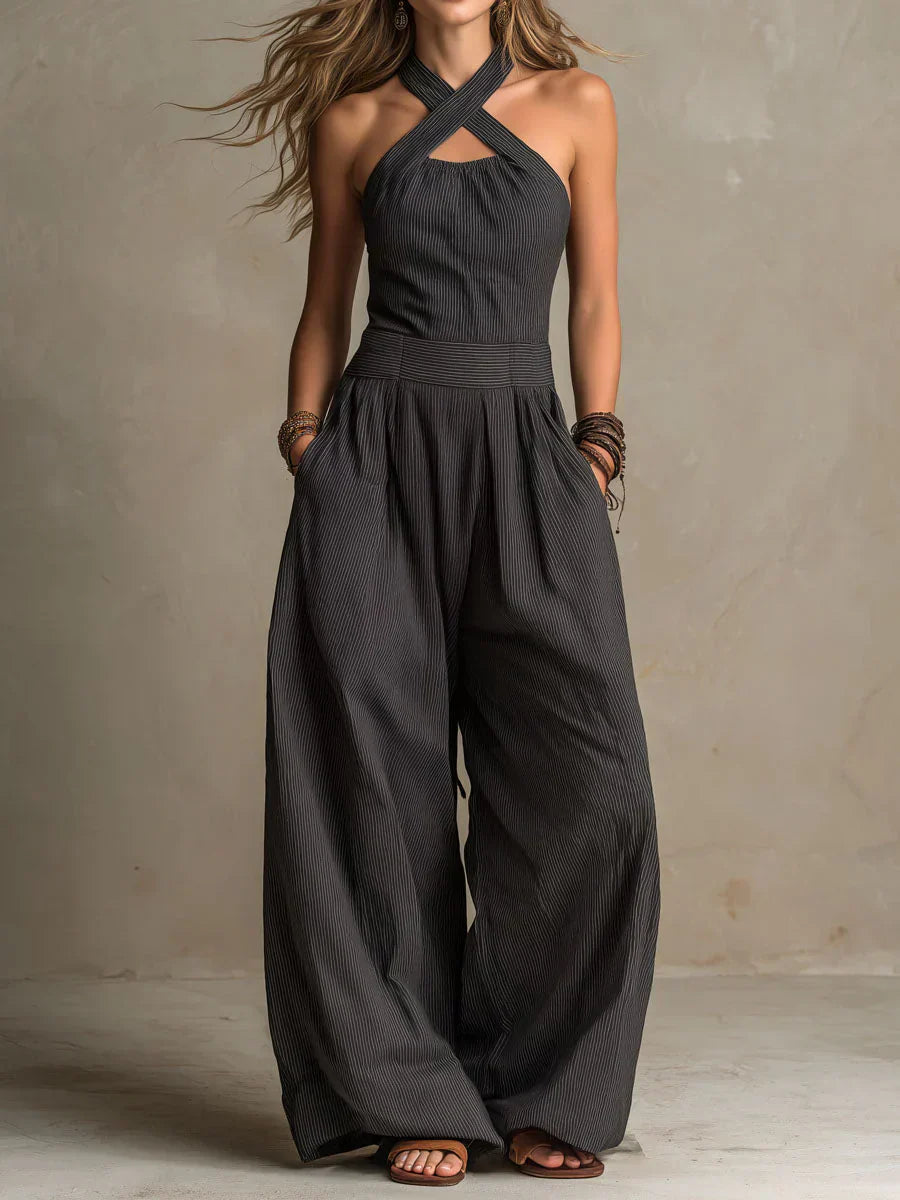 ALVA™ | Cross-Front Halter Jumpsuit